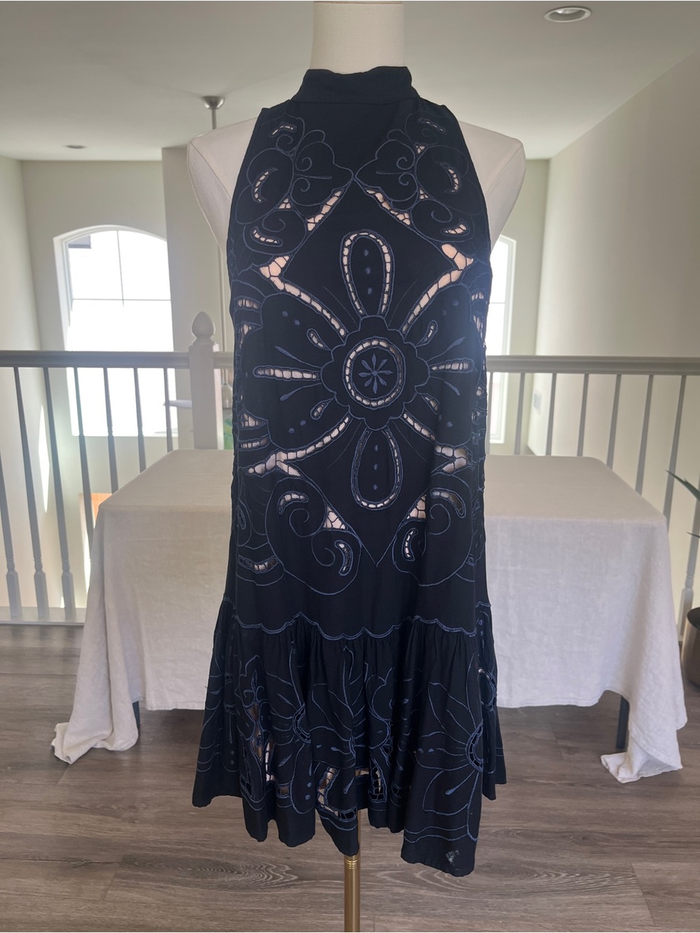 Free People Hot Child Mini Dress Black Laser-Cut Halter XS